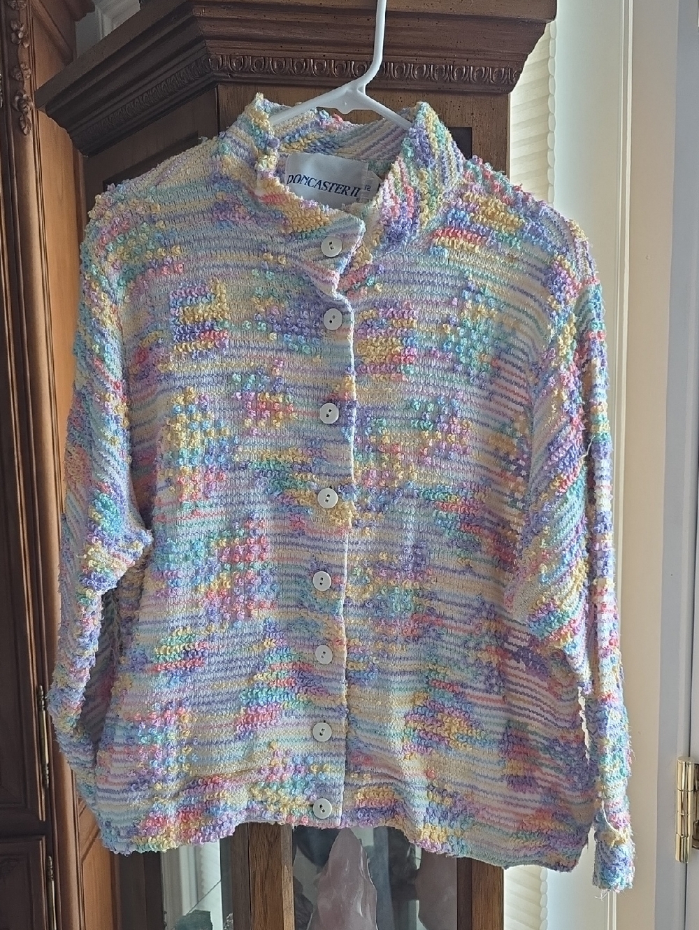 Vintage Doncaster Pastel Multicolor Button-Front Knit Jacket